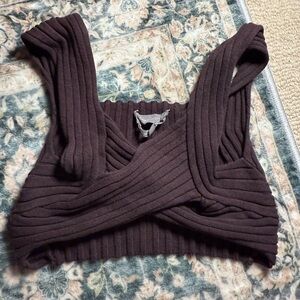 Urban Outfitters Dark Brown Ribbed Crop Top